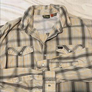 Howler Brothers Yellow and Gray Plaid Shirt